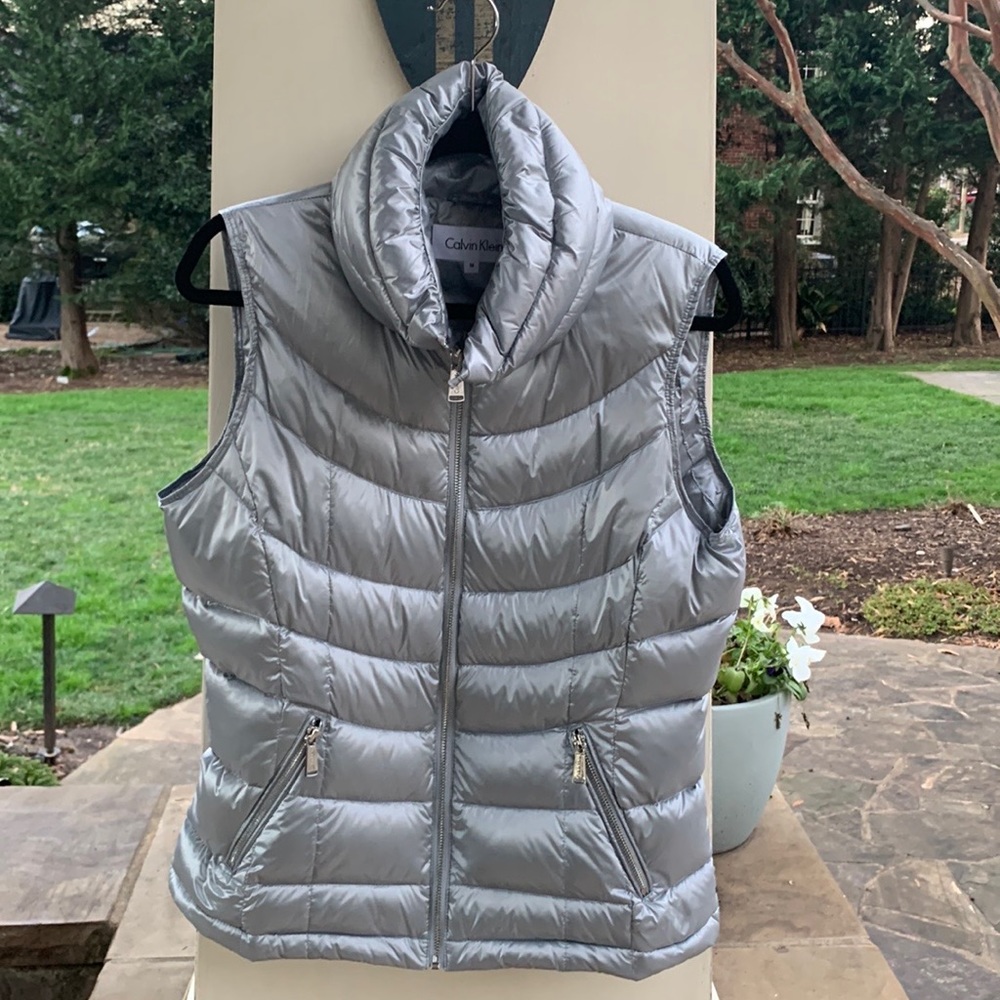 Calvin Klein silver puffer vest- medium